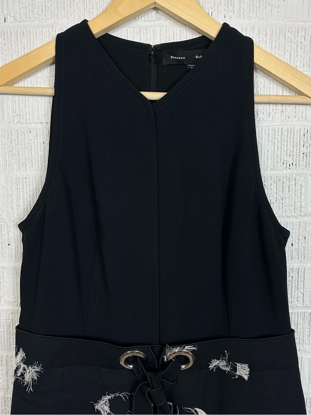 Proenza Schouler Womens Sleeveless Belted Dress Black Apron Size 8 - Picture 4 of 12